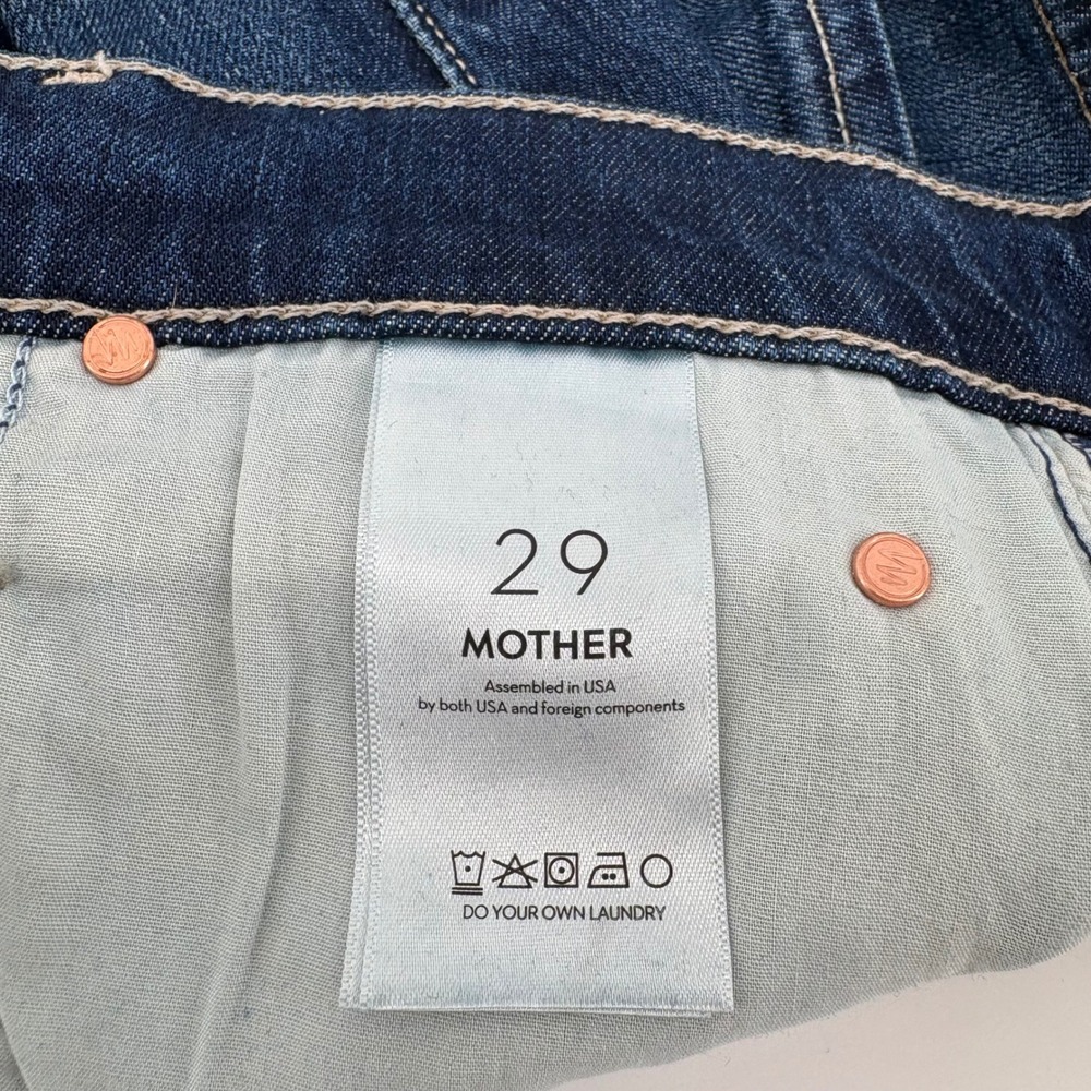 MOTHER The Rascal Skimp Jeans Shine On Dark Blue Straight Leg 10424-1728 Size 29 - Picture 6 of 12
